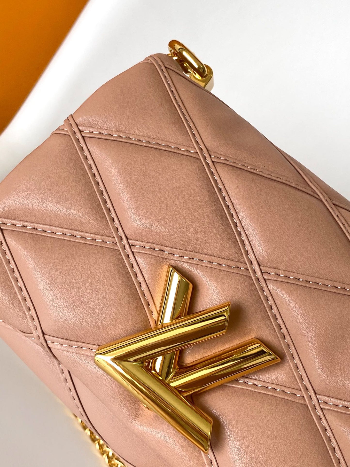Louis Vuitton Quilted Leather Twist Shoulder Bag - Pale Pink with Gold Hardware
