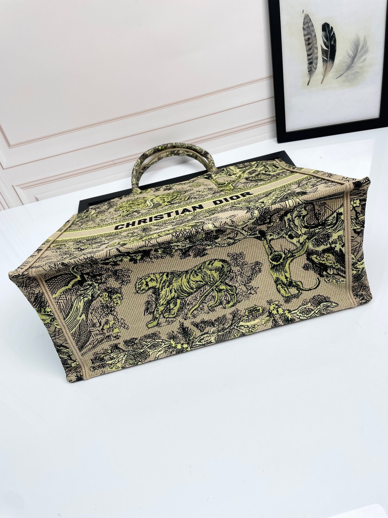 Christian Dior Large Book Tote - Beige and Multi-Color Toile de Jouy Zodiac Embroidery