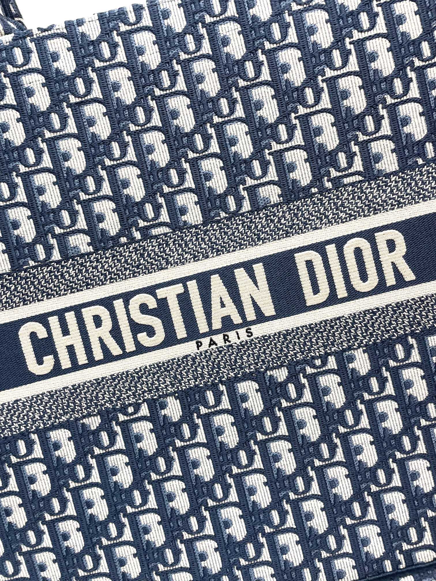 Dior Blue Oblique Monogram Canvas Tote Bag Large Capacity Handbag