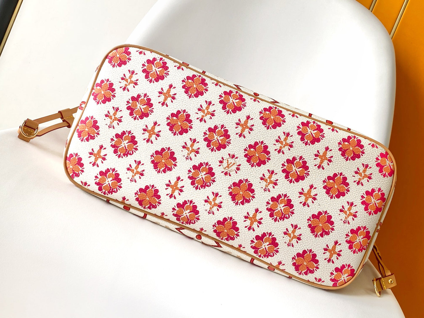 Louis Vuitton Chic Pink and Orange Monogram Canvas Shoulder Tote Handbag