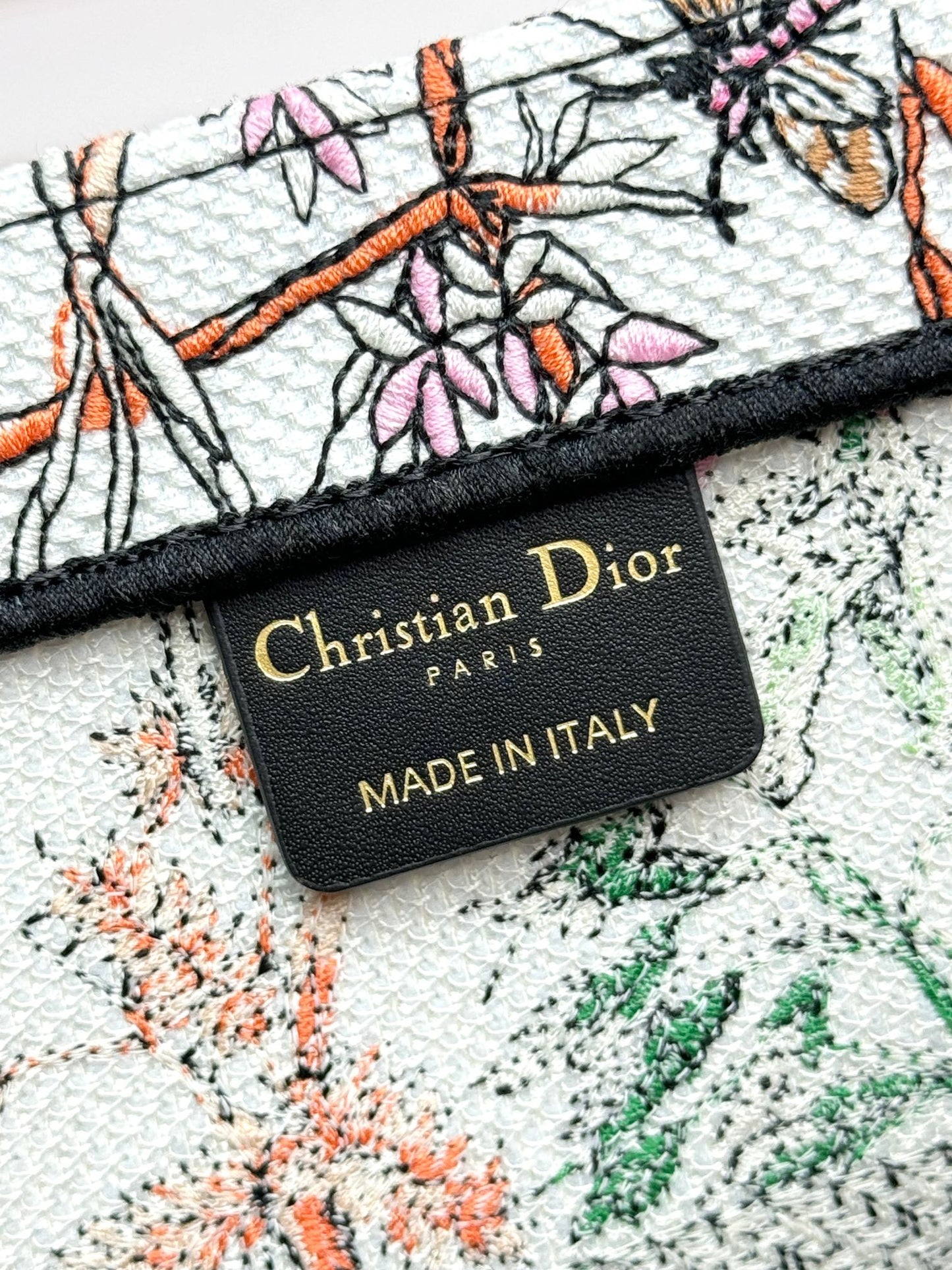 Dior Vintage Botanical Floral Canvas Tote Handbag with Top Handles