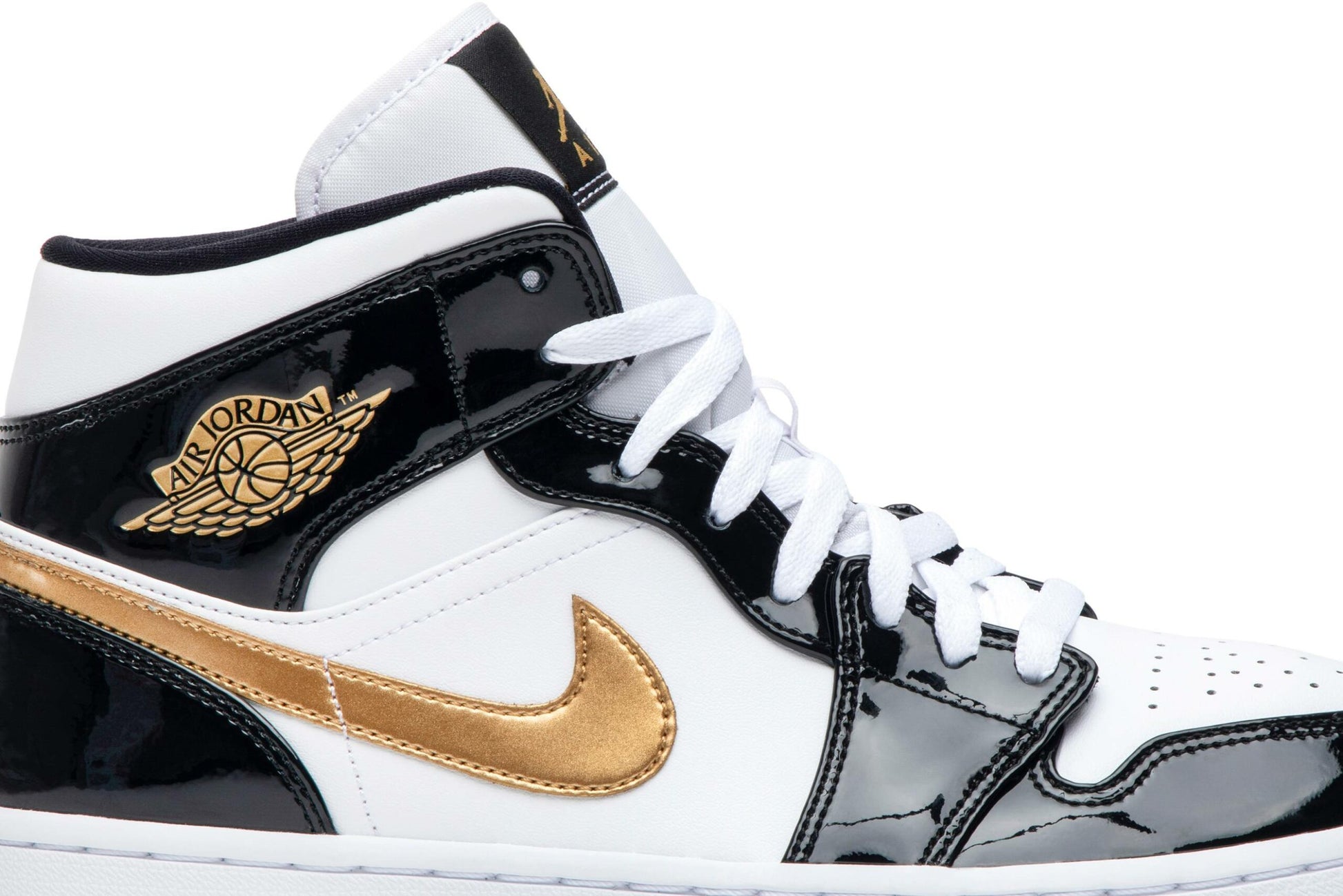 Air Jordan 1 Mid Patent Black Gold 852542-007