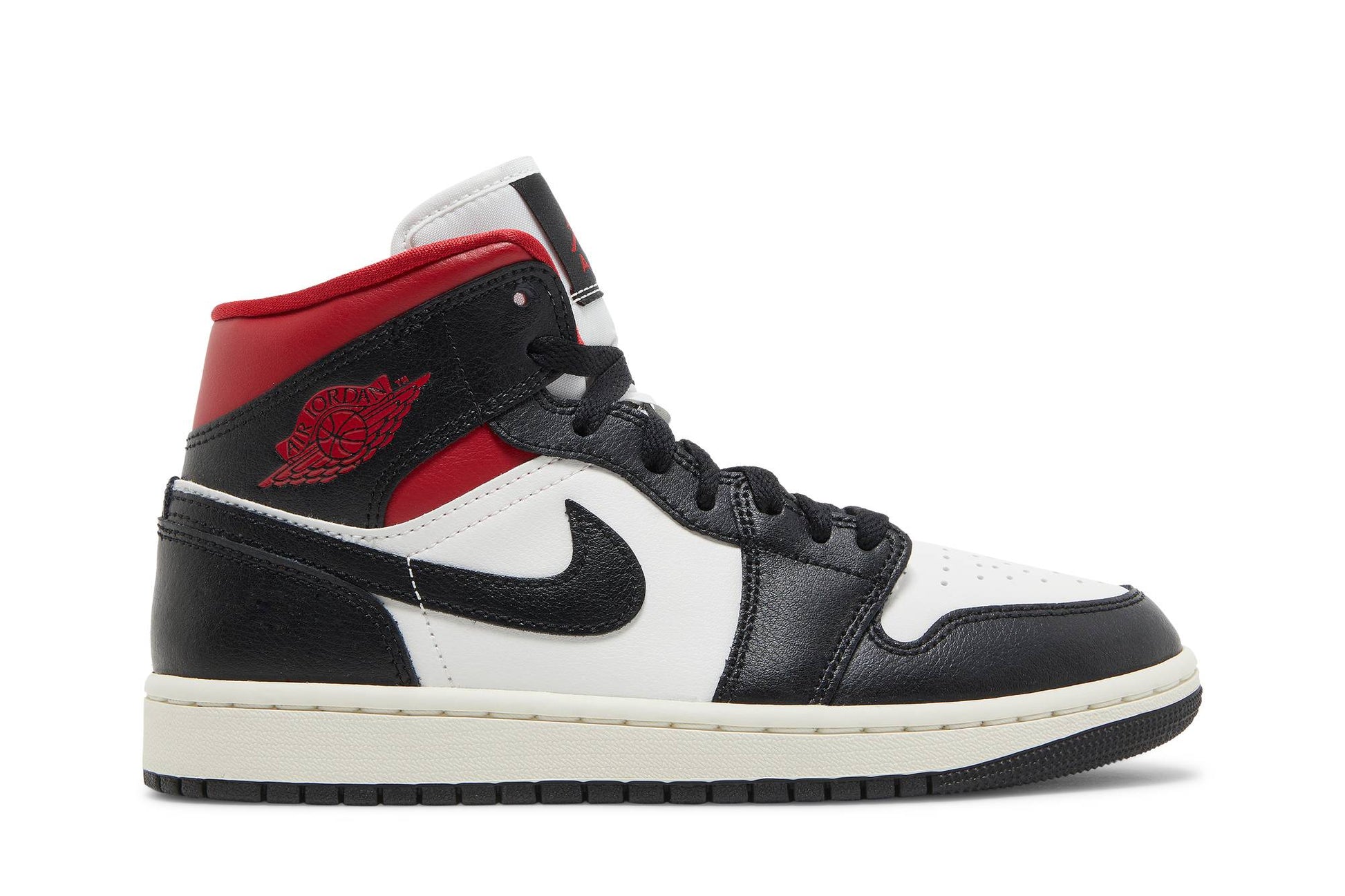 ( Women ) Air Jordan 1 Mid 'Black Sail Gym Red' BQ6472-061