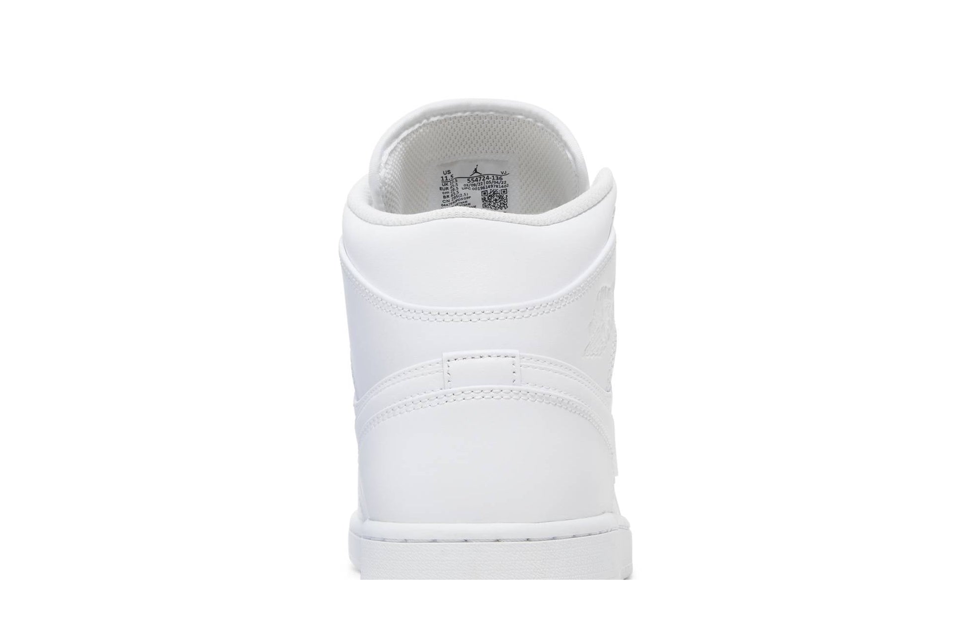 Air Jordan 1 Mid 'Triple White' 2022 554724-136