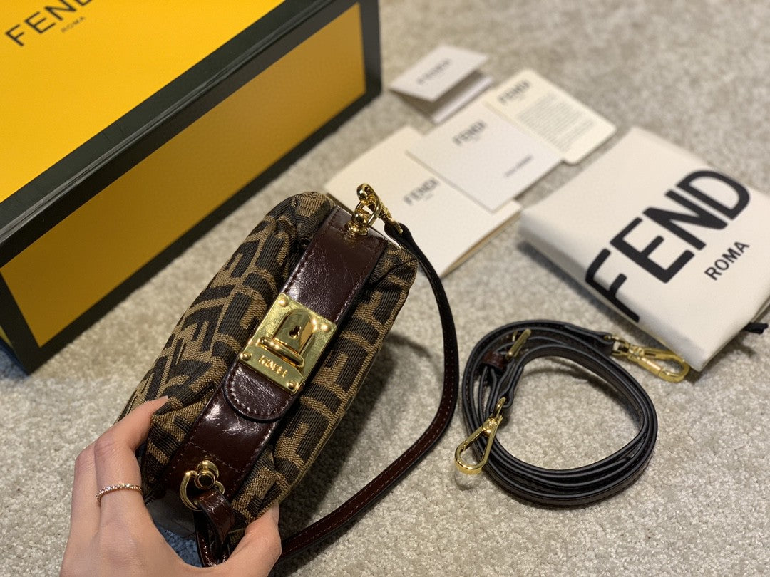 Fendi FF Monogram Canvas Mini Vanity Case Bag - Brown