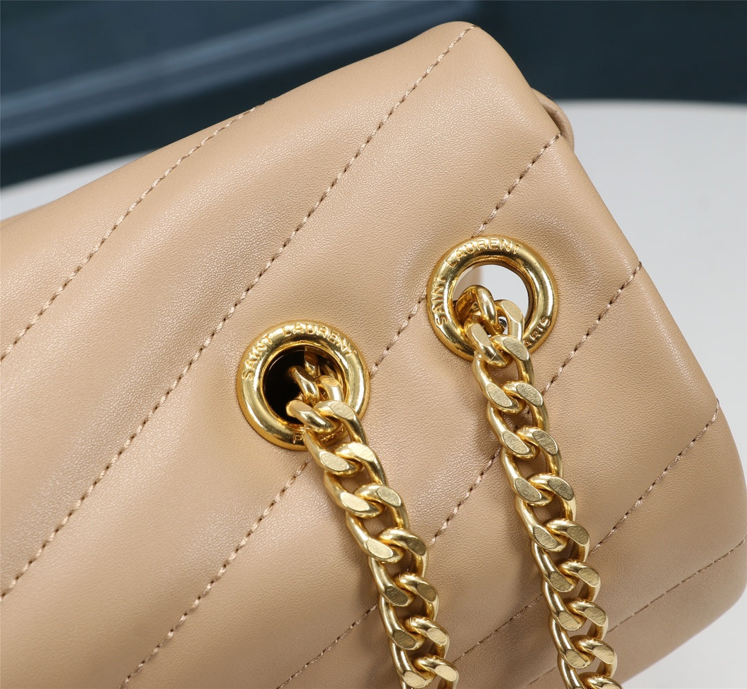Saint Laurent Loulou Small Quilted Leather Shoulder Bag - Beige