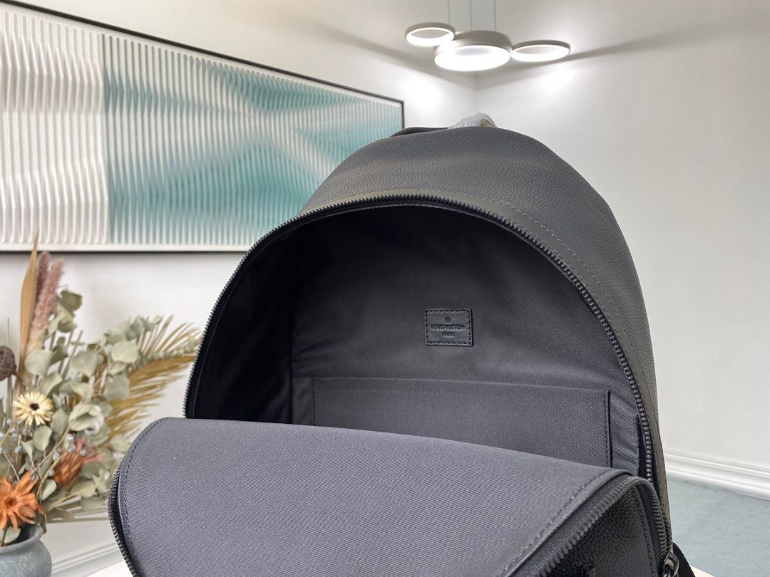 Louis Vuitton Aerogram Backpack in Black Grained Calfskin Leather