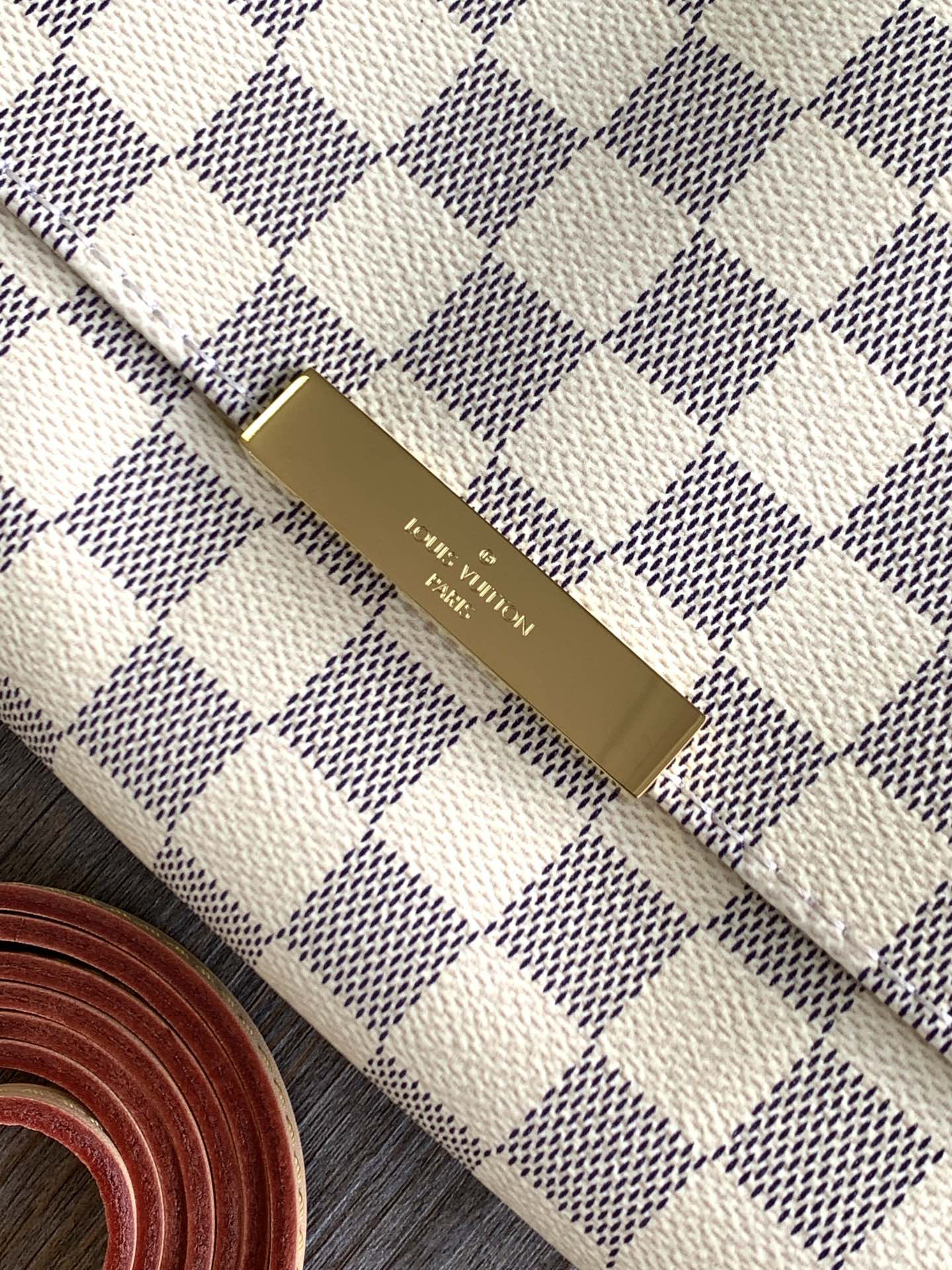 Louis Vuitton Checkered Print Envelope Crossbody Bag with Gold Chain Strap