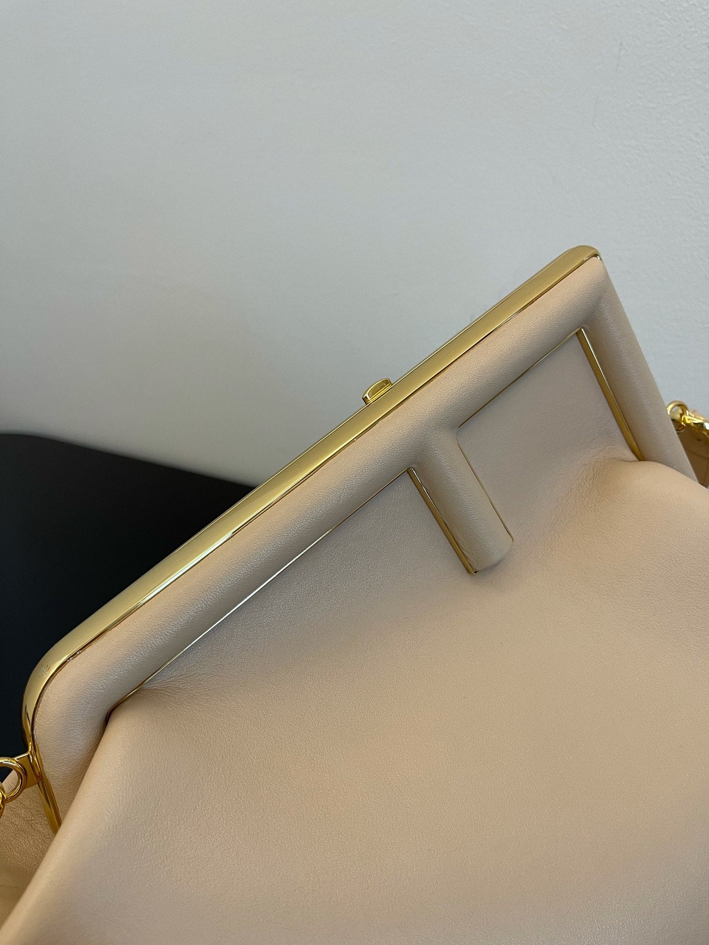 Elegant Beige Asymmetric Frame Clutch - Designer Inspired Leather Shoulder Bag