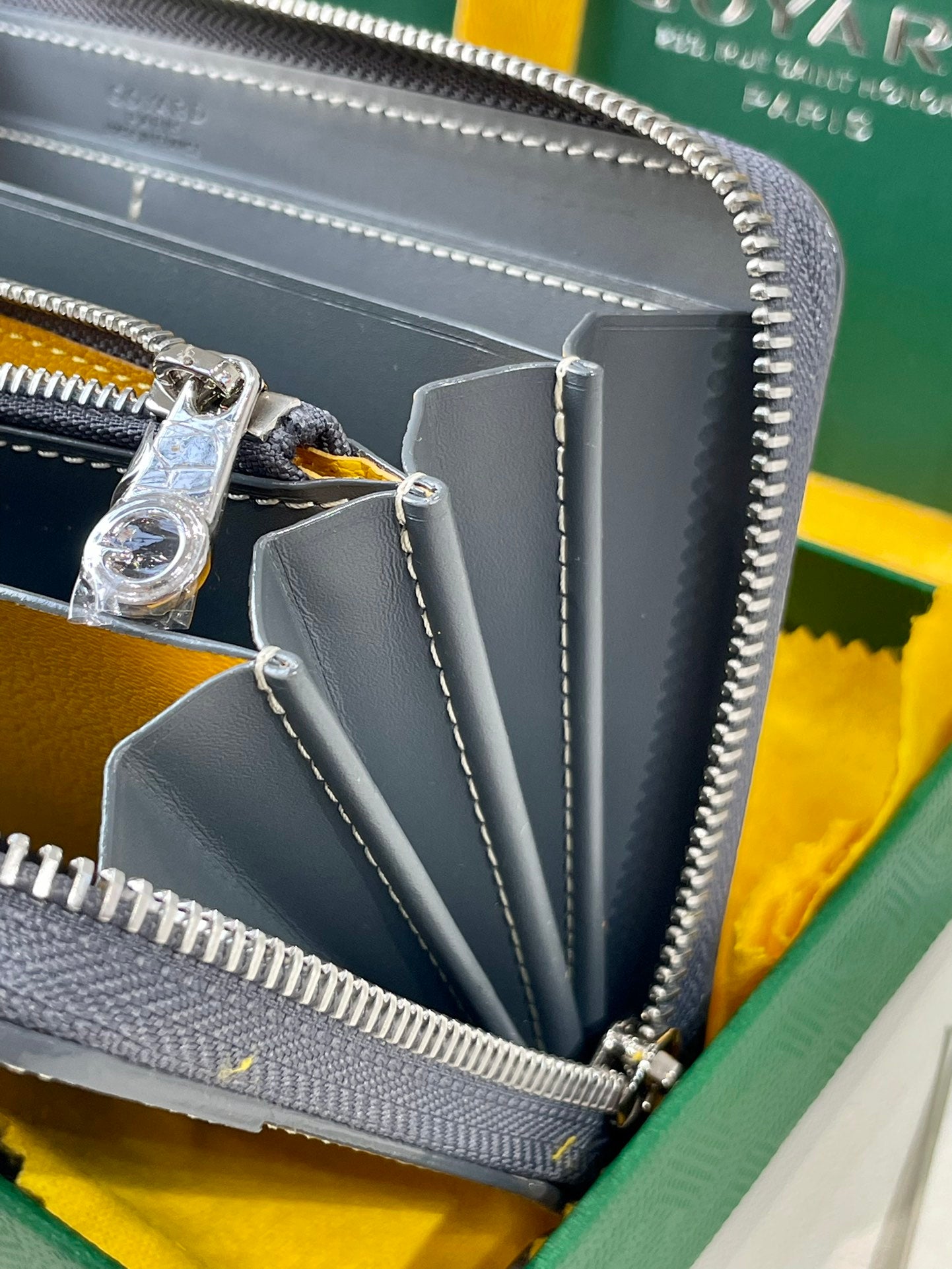 Gogy Elegant Grey Chevron Monogram Zip-Around Organizer Long Wallet