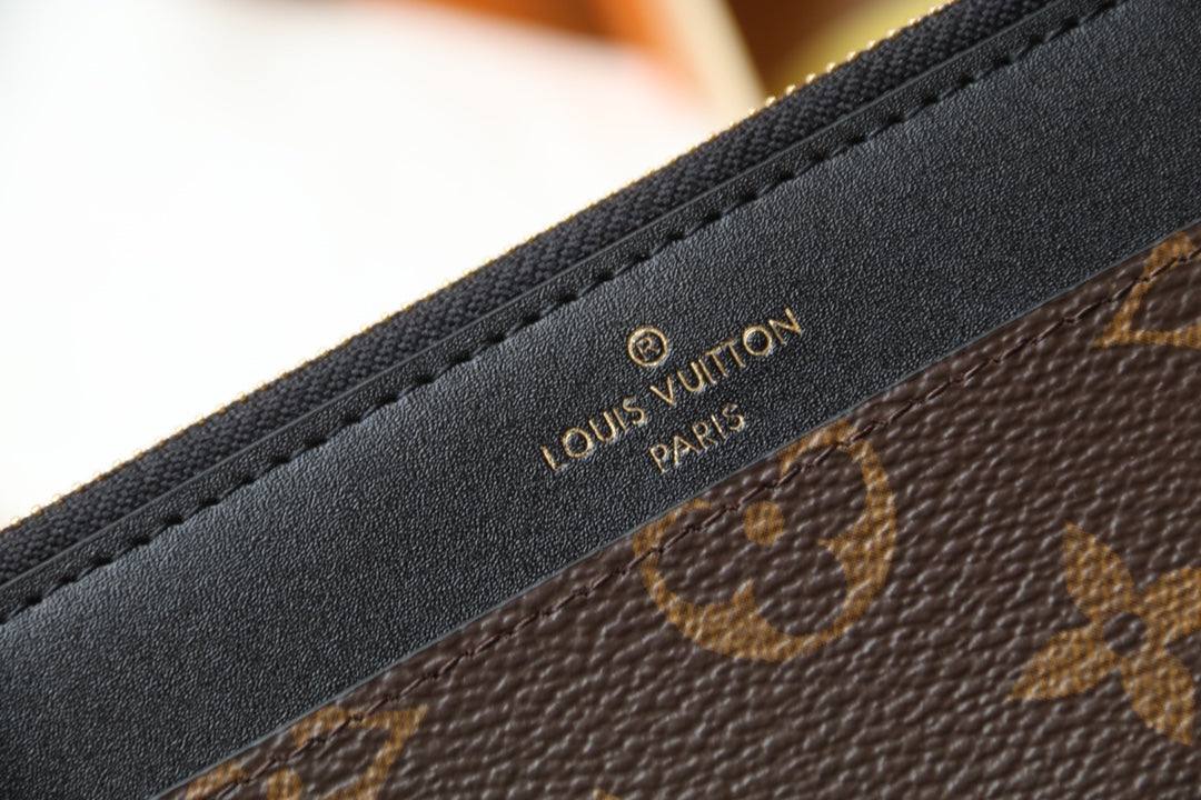 Louis Vuitton Brown Monogram Canvas Slim Pouch Zippered Card Holder Wallet