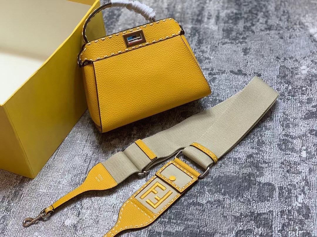 Fendi Peekaboo ISeeU Petite Yellow Leather Bag with FF Logo Accessories