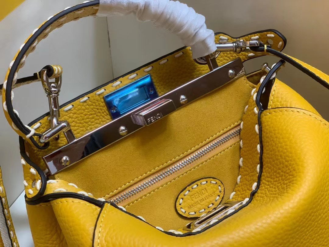Fendi Peekaboo ISeeU Petite Yellow Leather Bag with FF Logo Accessories
