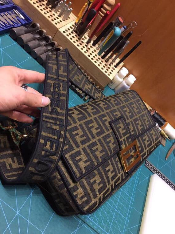 Vintage Fendi Zucca Monogram Baguette Shoulder Bag - Brown Canvas