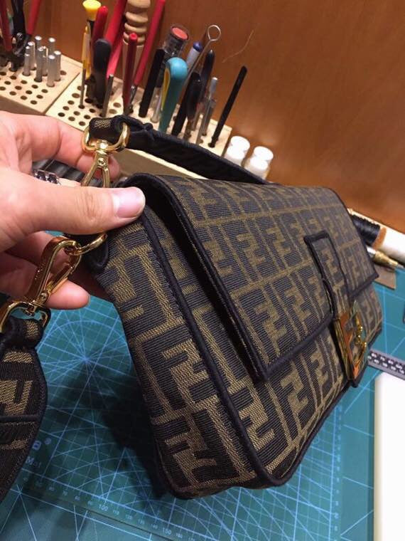 Vintage Fendi Zucca Monogram Baguette Shoulder Bag - Brown Canvas