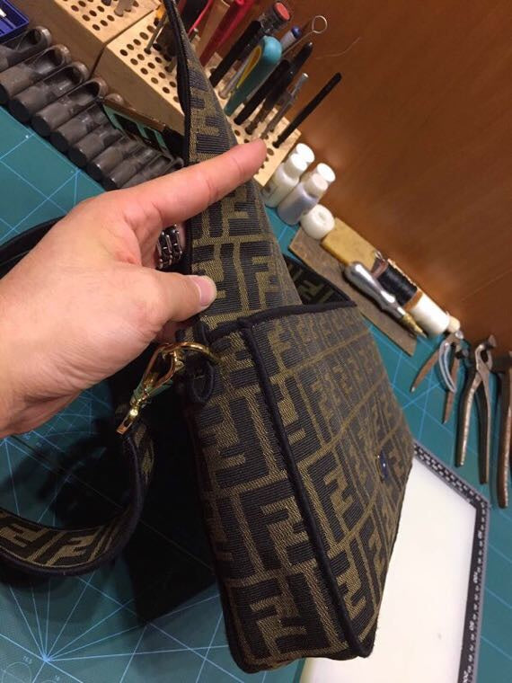 Fendi Vintage Zucca Monogram Canvas Baguette Shoulder Bag