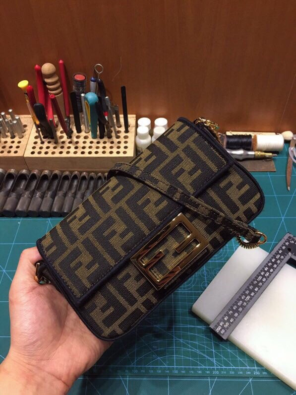 Fendi Vintage Zucca Canvas Mini Baguette Shoulder Bag - Brown Monogram