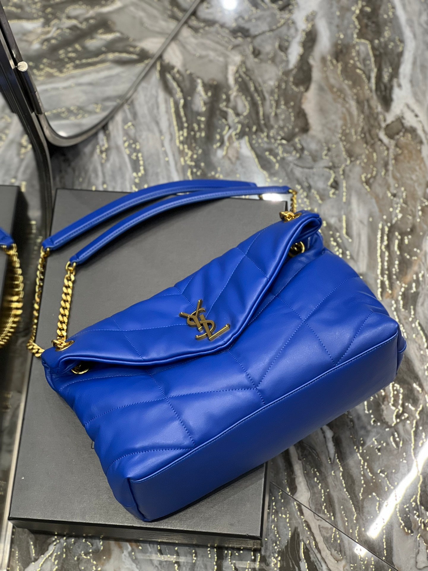 Saint Laurent Puffer Small Bag in Royal Blue Quilted Lambskin