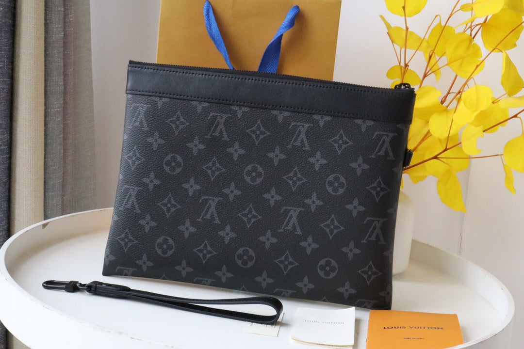 Louis Vuitton Pochette Voyage MM Monogram Eclipse Canvas Clutch Bag