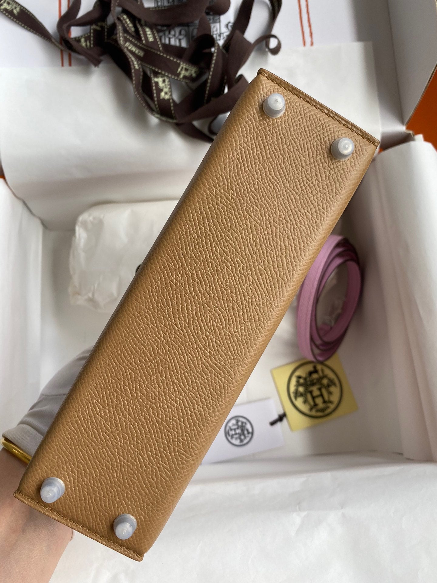 Hermès Tri-Color Kelly Sellier Handbag - Brown, Yellow, and Pink with Silver Hardware
