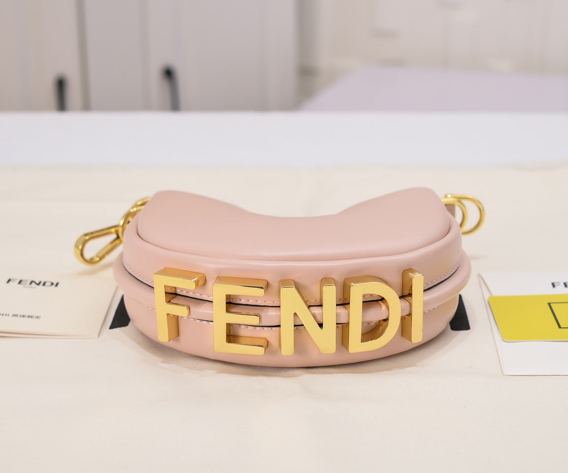Fendi Fendigraphy Small Pink Leather Hobo Bag with Gold-Tone Logo Hardware