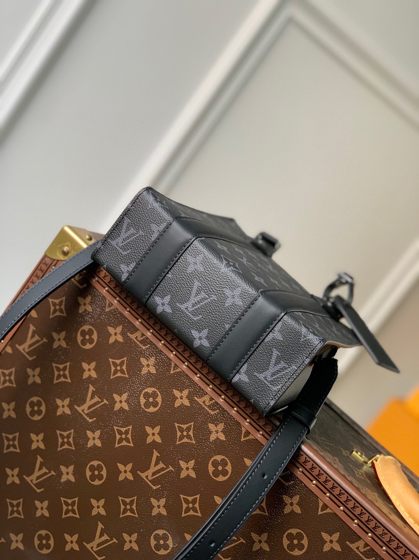 Louis Vuitton Petit Sac Plat Monogram Eclipse Canvas Mini Tote Bag
