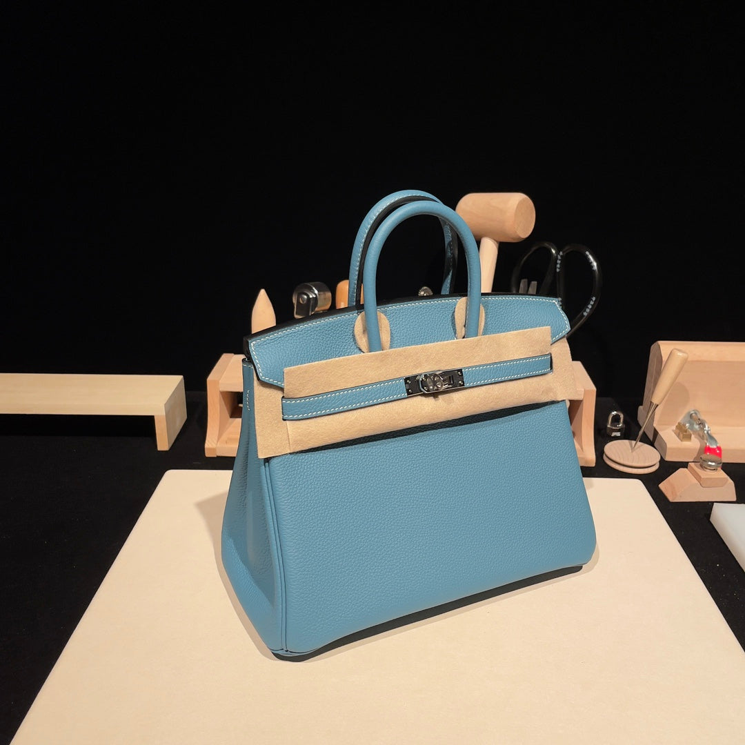 Hermès Birkin 25 Handbag in Celeste Swift Leather with Palladium Hardware