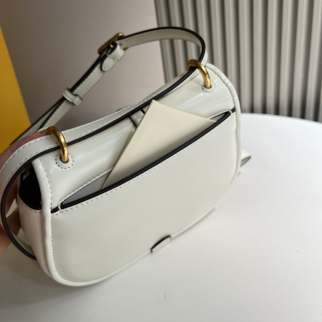 Fendi C'Mon Small White Leather Shoulder Bag