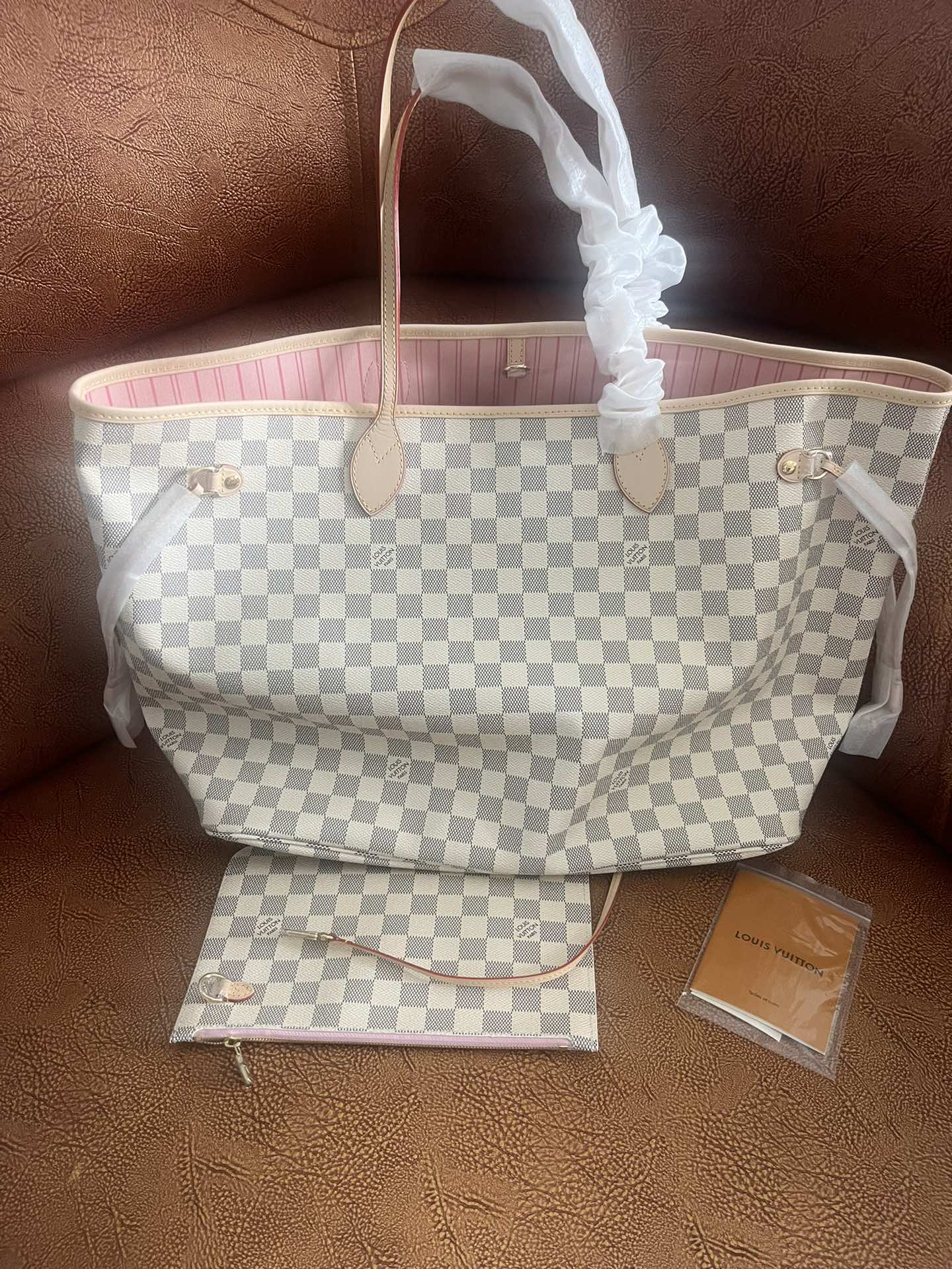 Louis Vuitton Classic Grey and White Checkerboard Canvas Shoulder Tote Bag