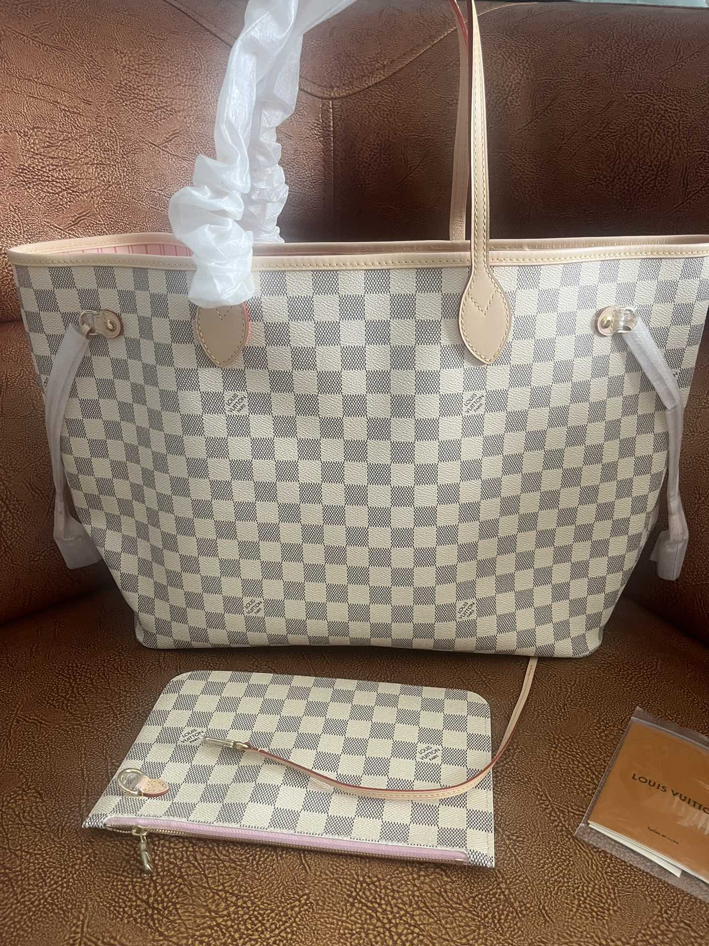 Louis Vuitton Classic Grey and White Checkerboard Canvas Shoulder Tote Bag