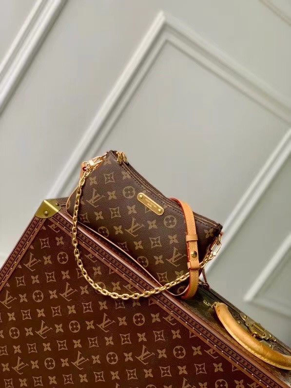 Louis Vuitton Vintage Brown Monogram Shoulder Bag with Gold Chain Strap