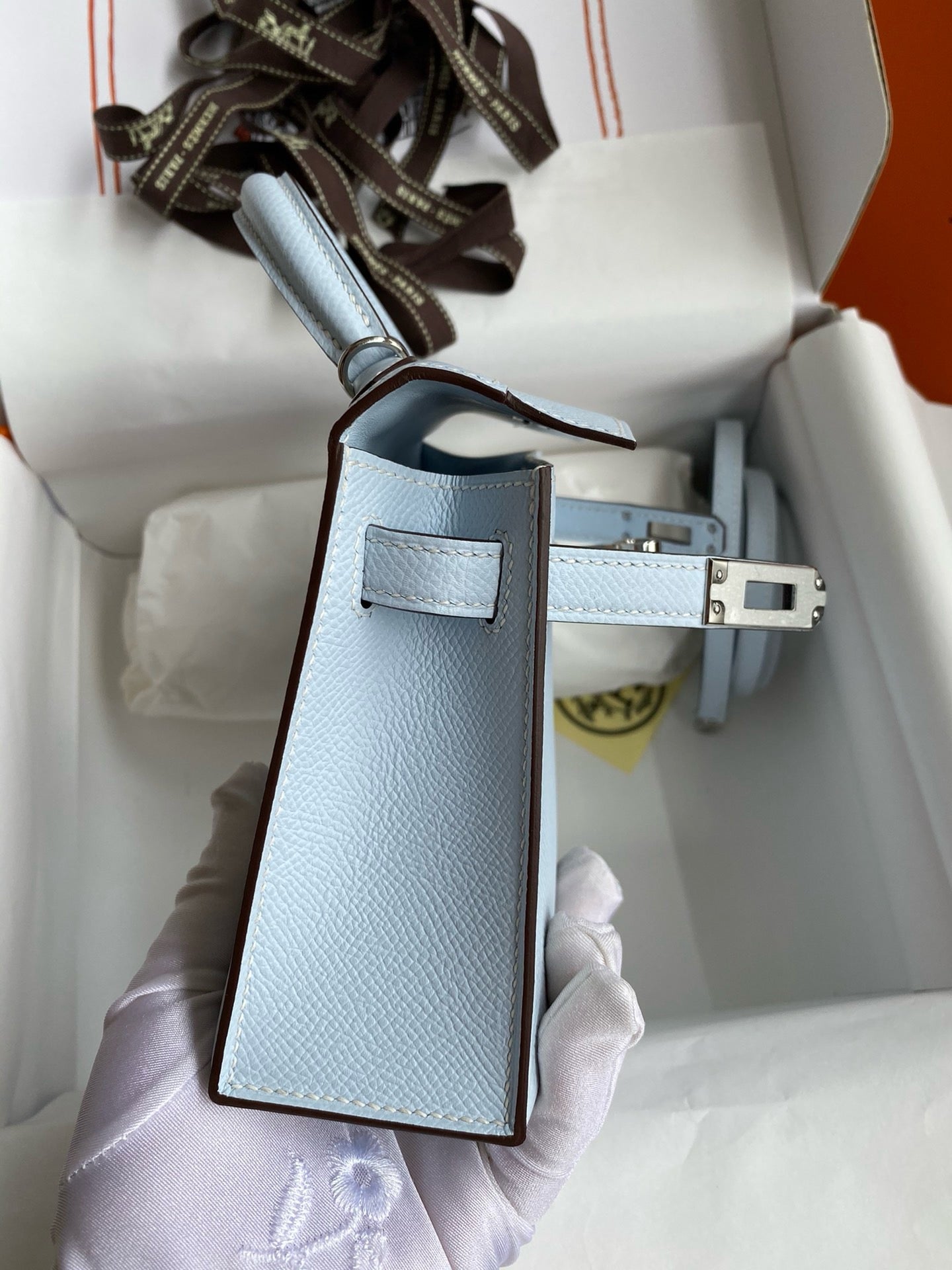 Hermès Kelly II 25 Sellier Light Blue Handbag with Silver Hardware