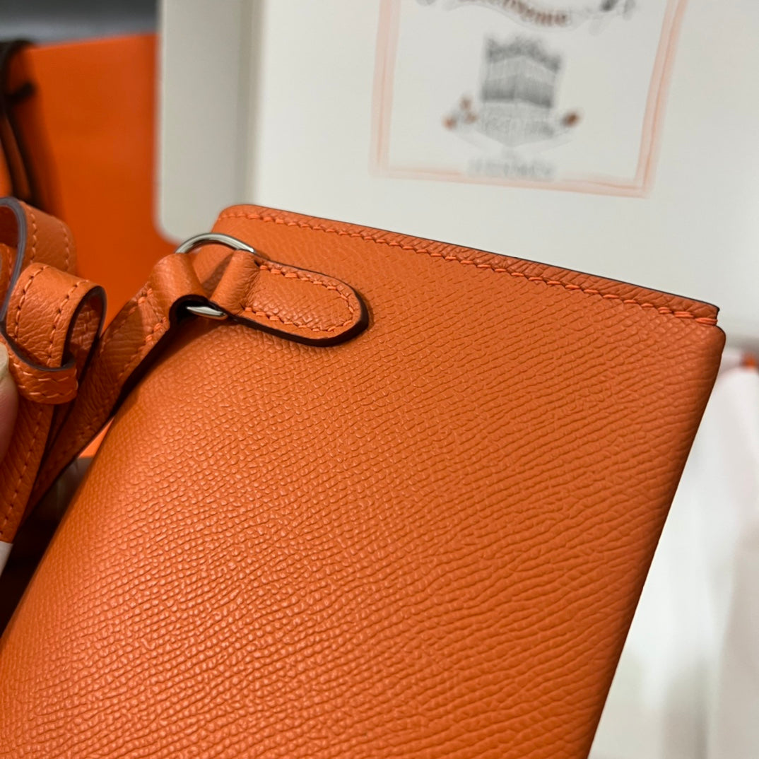Hermès Orange Leather Mini Crossbody Bag with Strap