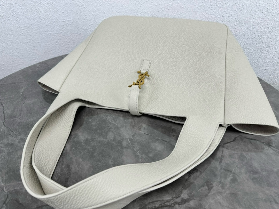 Saint Laurent Le 5 à 7 Small Soft Hobo Bag in Grey Leather