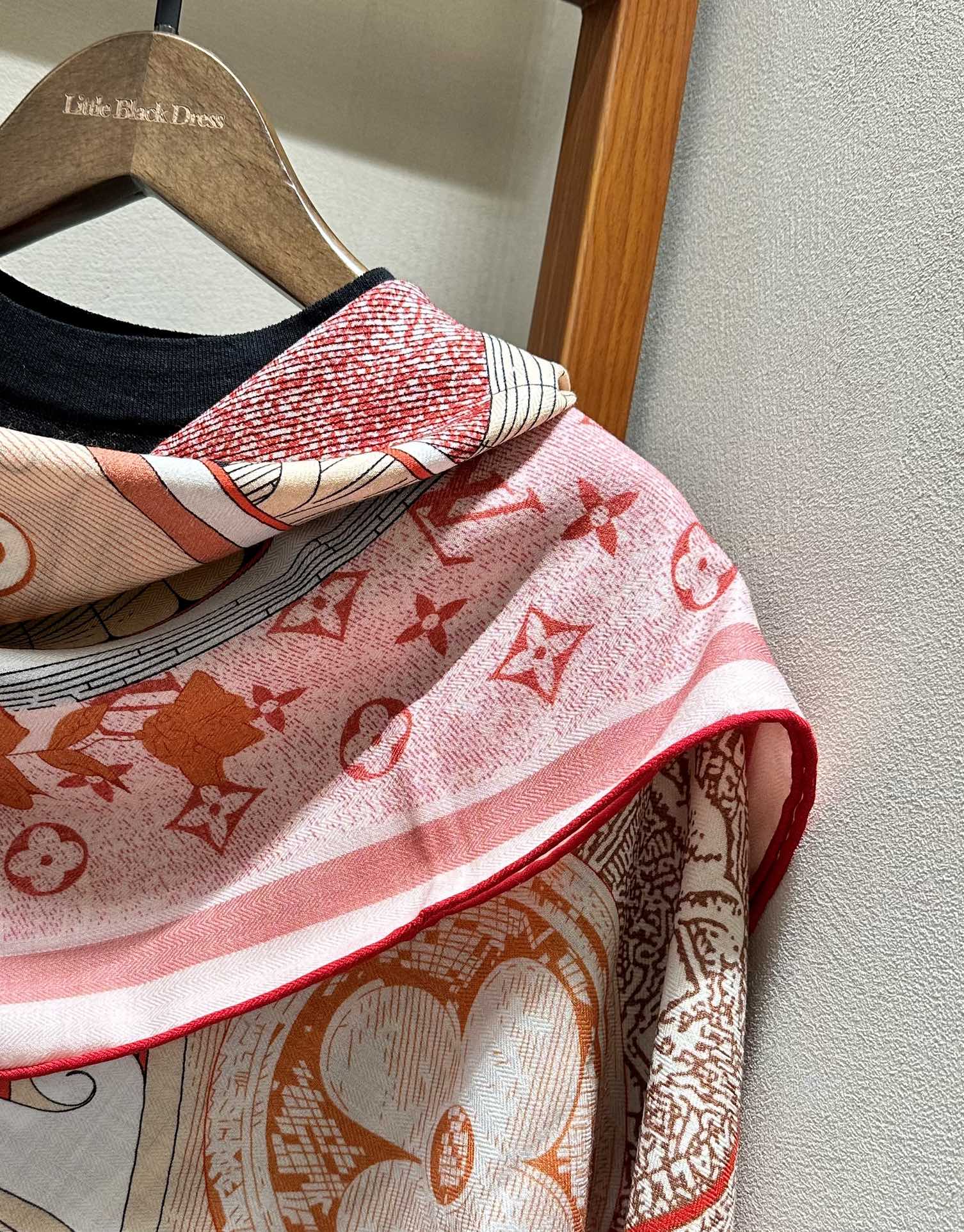 Louis Vuitton Rue Scribe Paris Silk Square Scarf - Pink Monogram Vintage Poster Design Women's Luxury Accessory