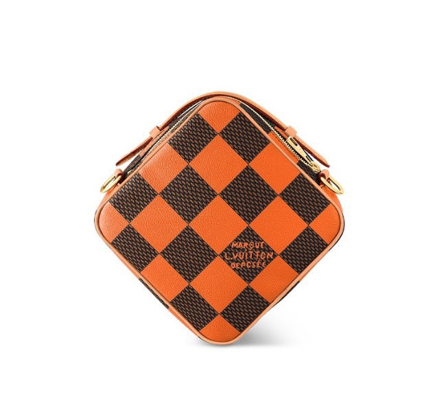 Louis Vuitton Square Bag Damier Pop Orange and Brown Checkerboard Crossbody