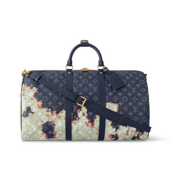 Louis Vuitton Navy Blue Monogram Art Print Travel Duffle Bag with Strap