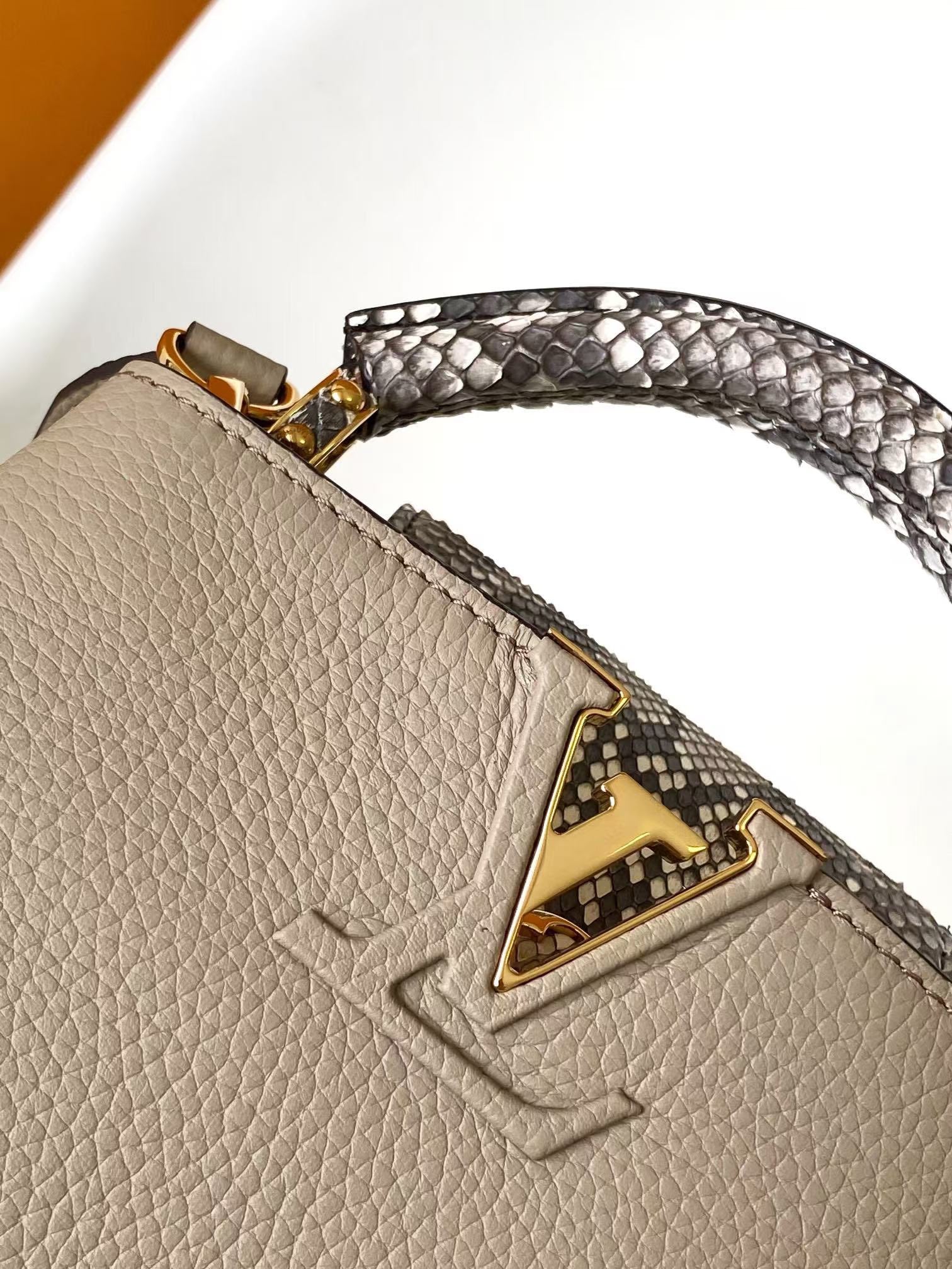 Louis Vuitton Capucines Mini Handbag - Galet Taurillon Leather & Python