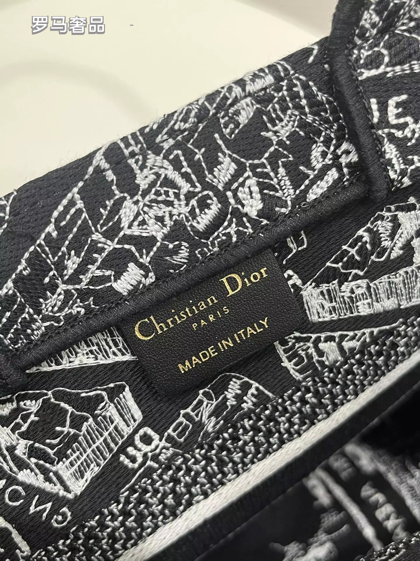 Dior Black and White Paris Street Map Embroidered Canvas Tote Bag