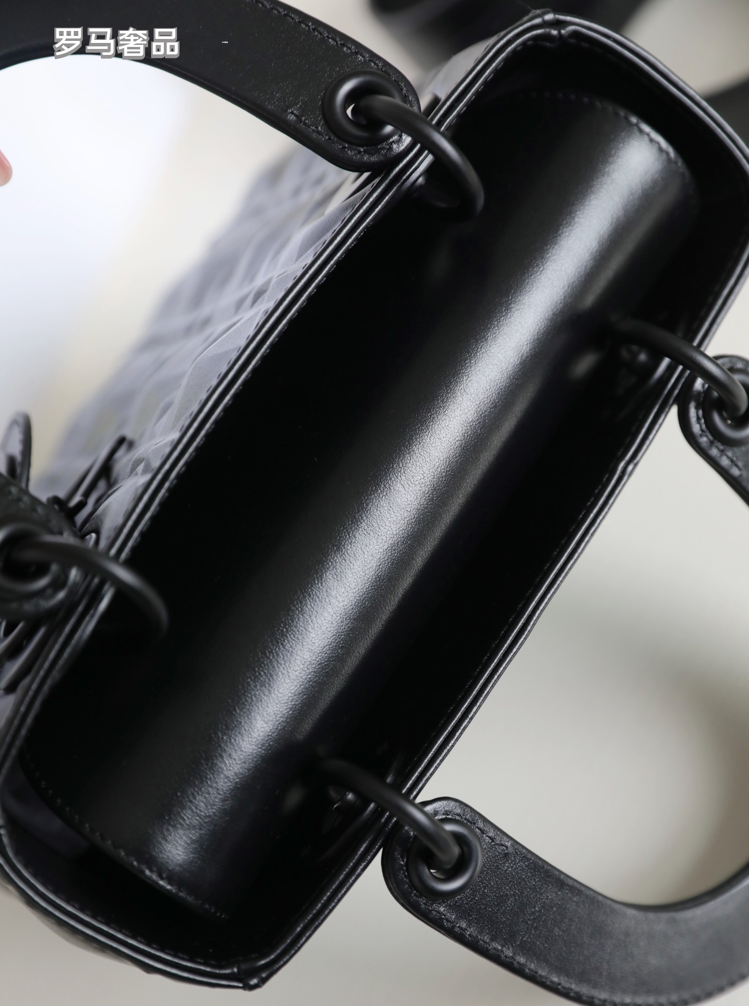 Dior Elegant Light Gray Quilted Top Handle Handbag with Shoulder Strap