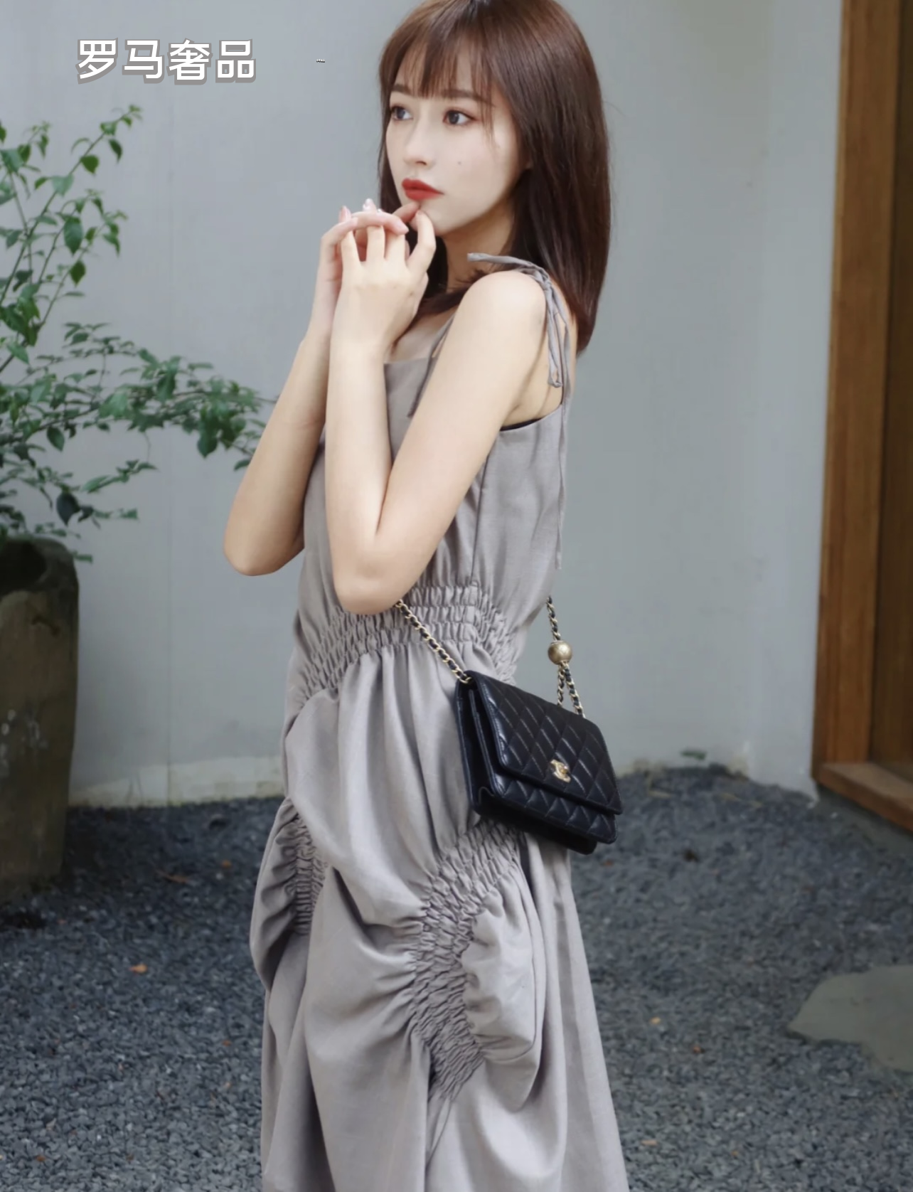 Chanel Quilted Lambskin Pearl Crush Wallet on Chain (WOC) - Black