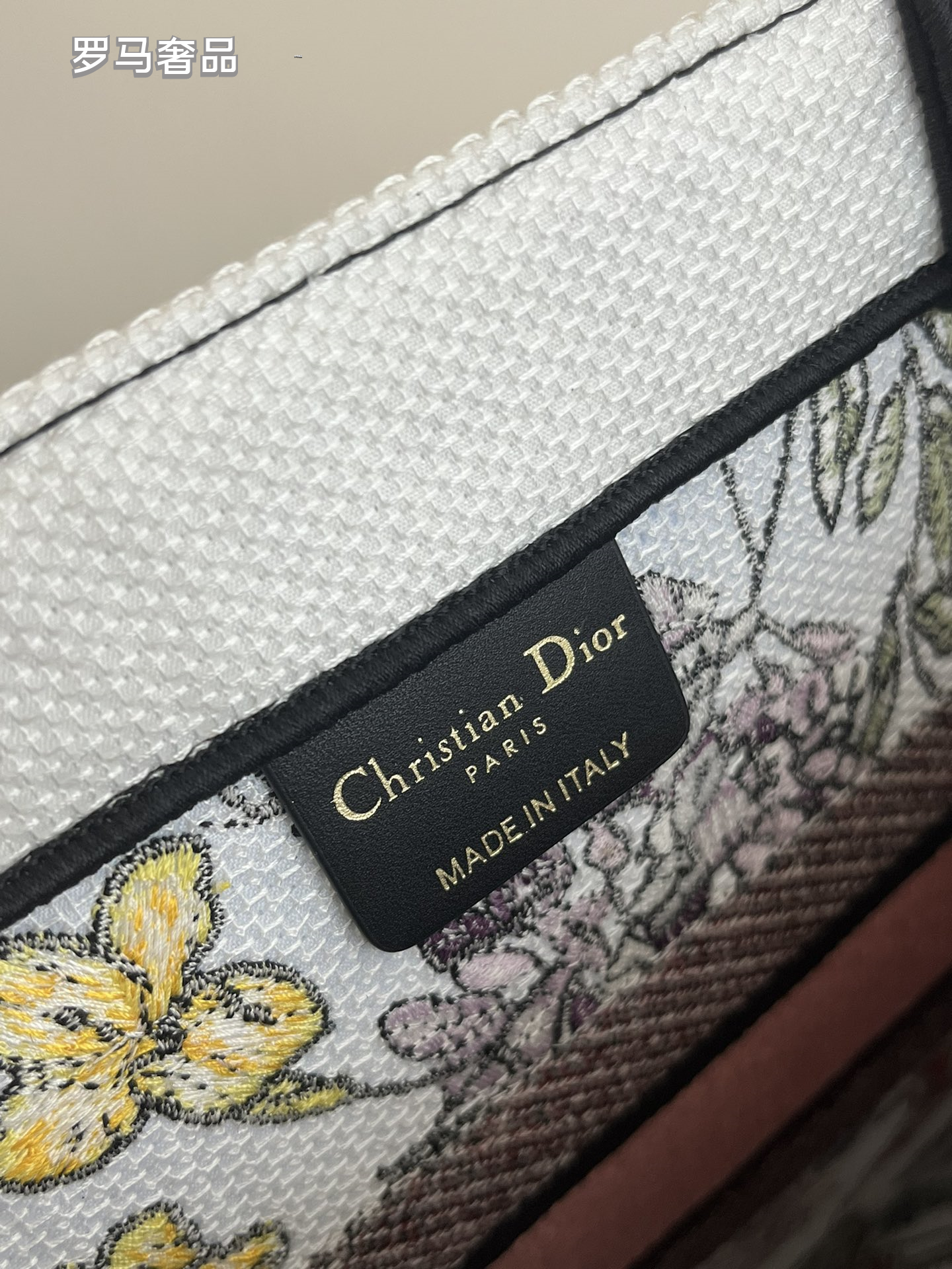 Dior Vintage Floral Embroidered Canvas Tote Bag Top Handle Handbag