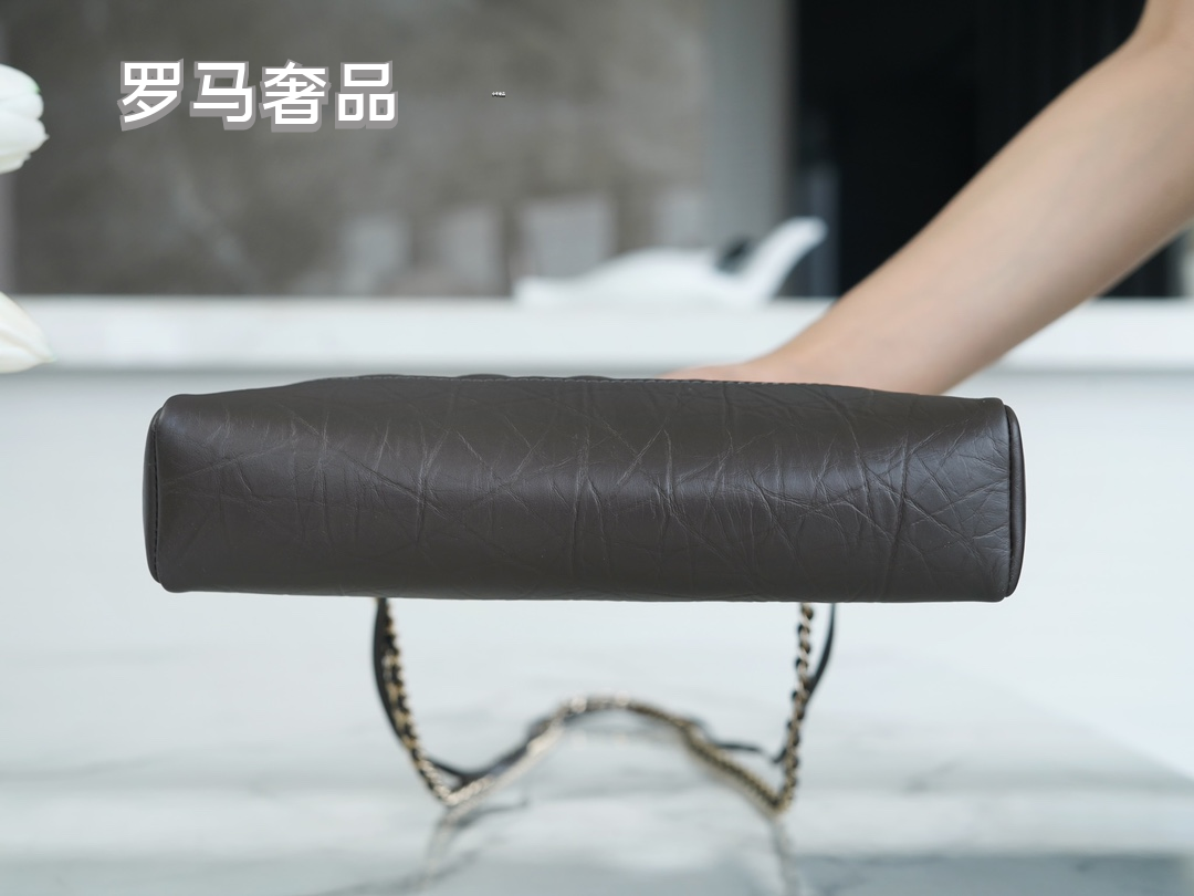 Quilted Leather 2-Way Handbag with Chain Strap and Cutout Top Handle