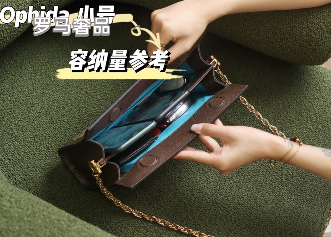 Gucci Classic Monogram Canvas Shoulder Bag with Web Stripe and Chain