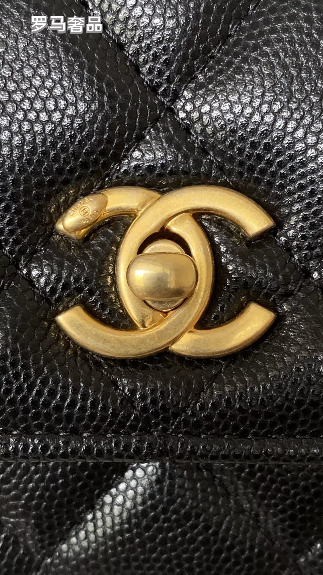 Tanzon Black Quilted Leather Crossbody Bag with Gold Chain Strap